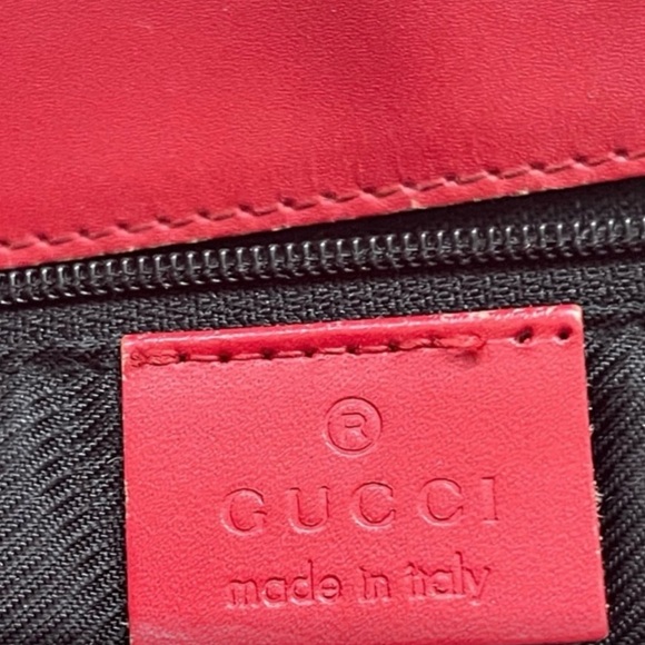 Gucci Monogram Red and Brown Canvas and Leather Open Tote - Picture 9 of 11